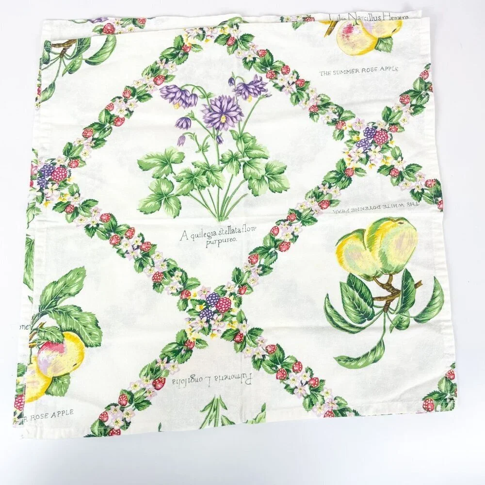 Wilton Court Square Cotton Napkins Set Of 8 With Floral & Fruit Design